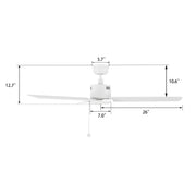 Carro Apex 52in 3-Blade Ceiling Fan | White Plywood Blades and White Finish | Living Room & Bedroom | 12.7 x 52 x 52 in | Model CFP523E5-N20-W1-1