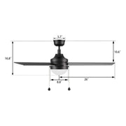 Carro Malta 52in 3-Blade Ceiling Fan | Black Finish and Plywood Blades with Integrated LED | Living Room & Bedroom | 16.8 x 52 x | Model CFP523E6-L12-B2-1