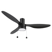 Carro Haven 52in 3-Blade LED Flush Ceiling Fan | Modern Black ABS Blades | Living Room & Bedroom | 52 x 52 x 11.9 in | Model CFP523N4-L11-B2-1-FM