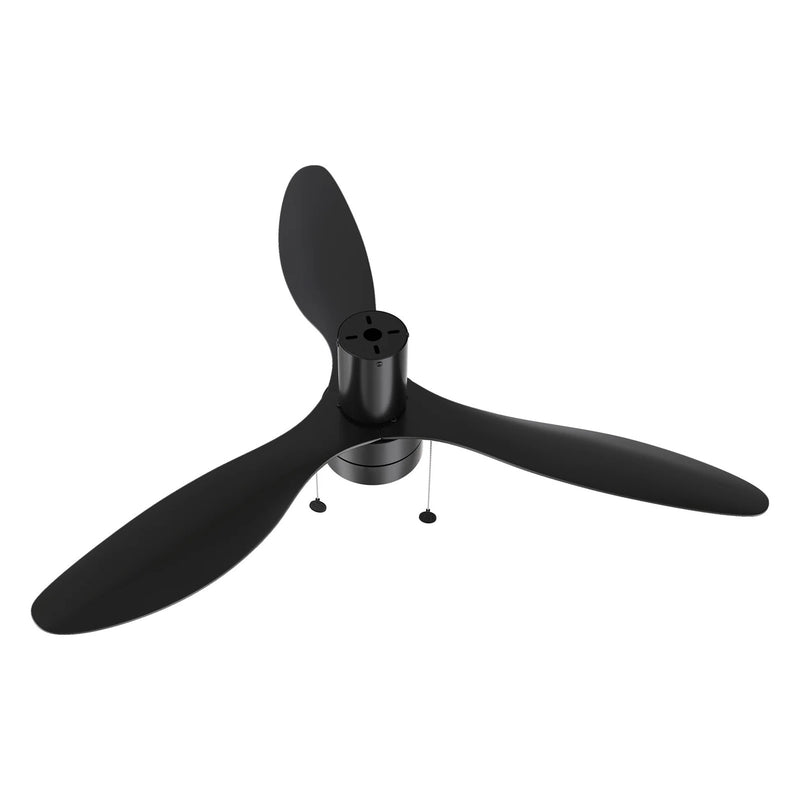 Carro Haven 52in 3-Blade LED Flush Ceiling Fan | Modern Black ABS Blades | Living Room & Bedroom | 52 x 52 x 11.9 in | Model CFP523N4-L11-B2-1-FM