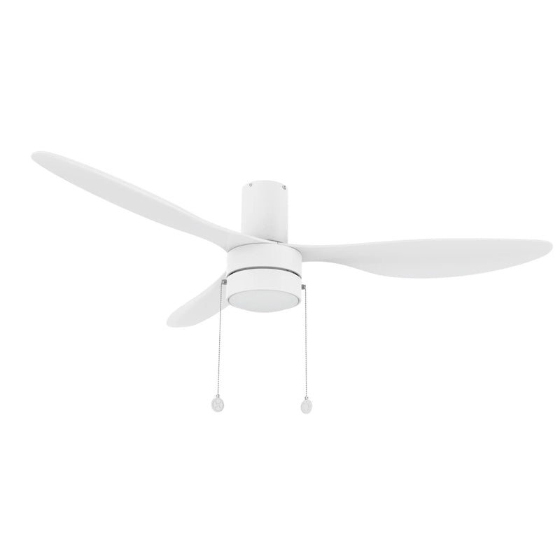 Carro Haven 52in 3-Blade LED Flush Ceiling Fan | Modern White ABS Blades | Living Room & Bedroom | 52 x 52 x 11.9 in | Model CFP523N4-L11-W1-1-FM