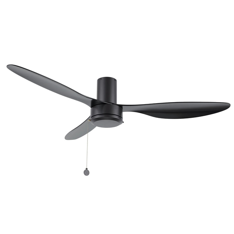 Carro Haven 52in 3-Blade Flush Ceiling Fan (No Light) | Modern Black ABS Blades | Living Room & Bedroom | 52 x 52 x 10 in | Model CFP523N4-N10-B2-1-FM
