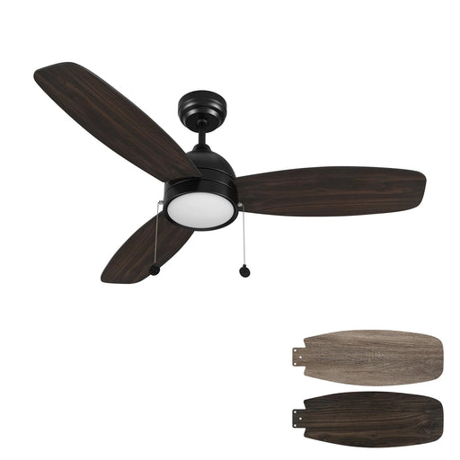 Carro Greenwood 52in 3-Blade Ceiling Fan | Modern Black Barnwood Plywood and Integrated LED | Living Room & Great Room | 15.6 x | Model CFP523Q5-L12-BG-1