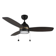 Carro Greenwood 52in 3-Blade Ceiling Fan | Modern Black Gold Barnwood Plywood and Integrated LED | Living Room & Great Room | Model CFP523Q5-L12-BG-1A