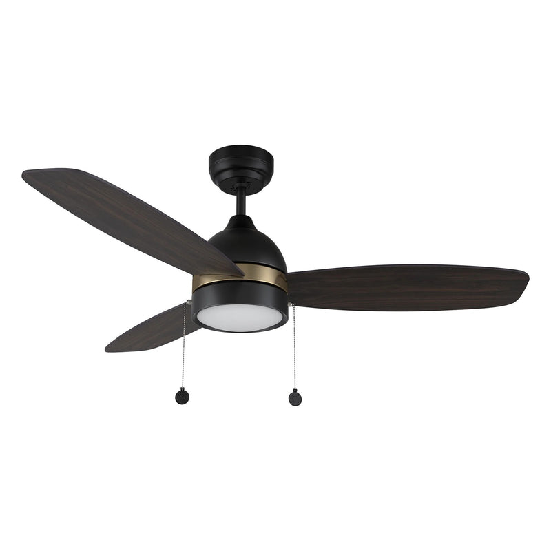 Carro Greenwood 52in 3-Blade Ceiling Fan | Modern Black Gold Barnwood Plywood and Integrated LED | Living Room & Great Room | Model CFP523Q5-L12-BG-1A