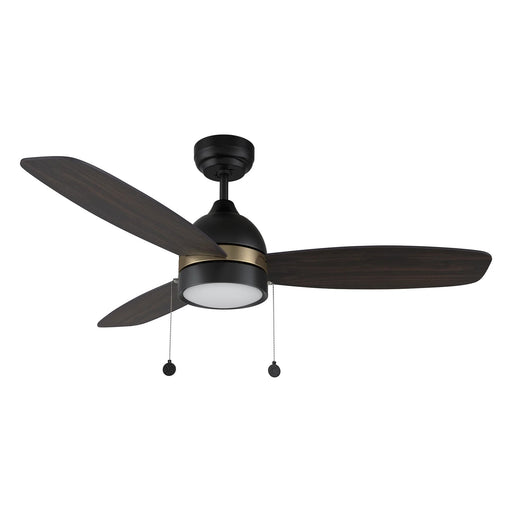 Carro Greenwood 52in 3-Blade Ceiling Fan | Modern Black Gold Barnwood Plywood and Integrated LED | Living Room & Great Room | Model CFP523Q5-L12-BG-1A