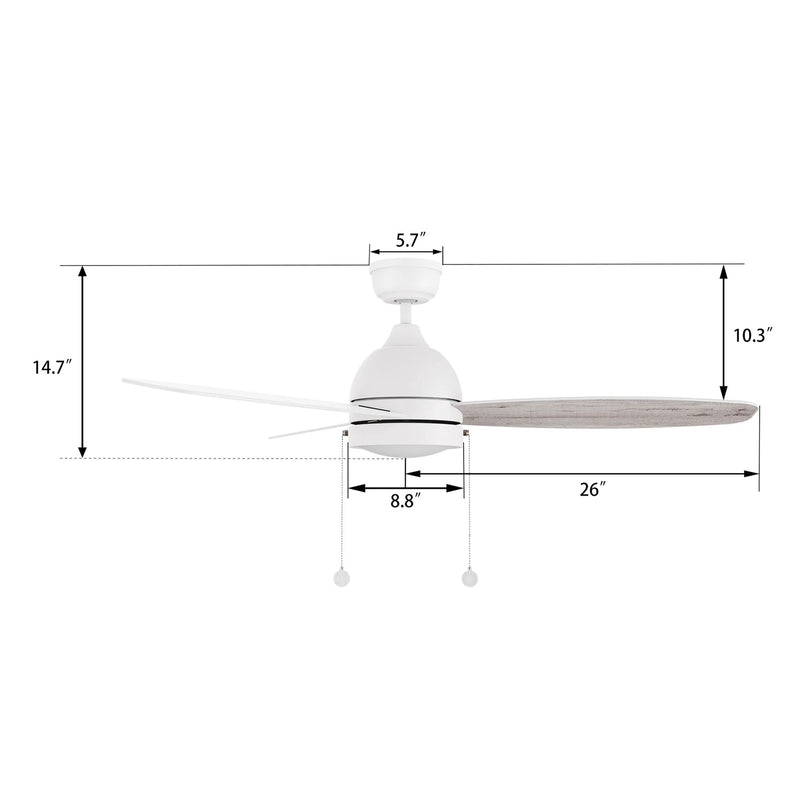 Carro Greenwood 52in 3-Blade Ceiling Fan | White Plywood Blades and Integrated LED | Living Room & Bedroom | 52 x 52 x 15.6 in | Model CFP523Q5-L12-WP-1