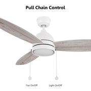 Carro Greenwood 52in 3-Blade Ceiling Fan | White Plywood Blades and Integrated LED | Living Room & Bedroom | 52 x 52 x 15.6 in | Model CFP523Q5-L12-WP-1