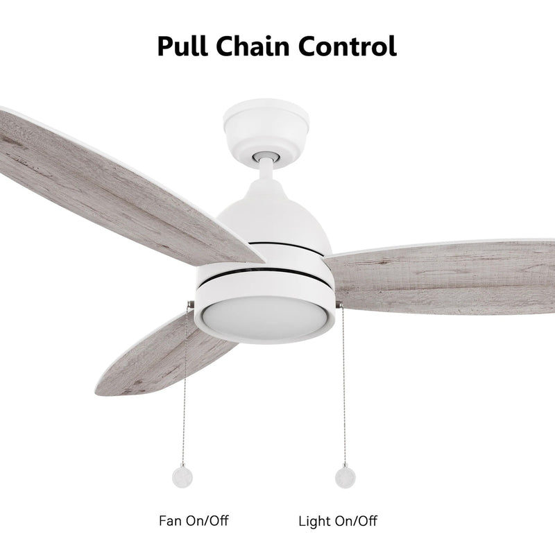 Carro Greenwood 52in 3-Blade Ceiling Fan | White Plywood Blades and Integrated LED | Living Room & Bedroom | 52 x 52 x 15.6 in | Model CFP523Q5-L12-WP-1