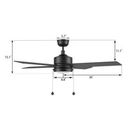 Carro Ascott 52in 4-Blade Ceiling Fan | Black Plywood Blades and Integrated LED | Living Room & Bedroom | 52 x 52 x 15.1 in | Model CFP524E5-L12-B2-1