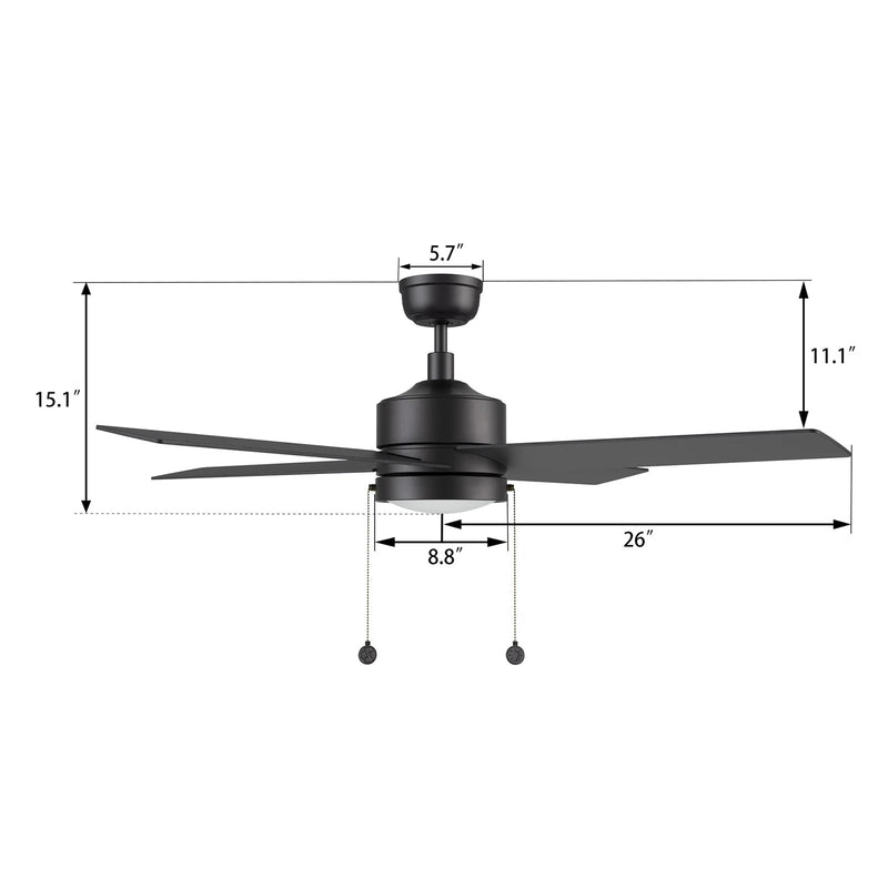 Carro Ascott 52in 4-Blade Ceiling Fan | Black Plywood Blades and Integrated LED | Living Room & Bedroom | 52 x 52 x 15.1 in | Model CFP524E5-L12-B2-1
