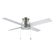 Carro Ascott 52in 4-Blade Flush Mount Ceiling Fan | Brushed Nickel Plywood Blades and Integrated LED | Low Ceiling Living | Model CFP524E5-L12-SJ-1-FM