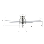 Carro Ascott 52in 4-Blade Flush Mount Ceiling Fan | Brushed Nickel Plywood Blades and Integrated LED | Low Ceiling Living | Model CFP524E5-L12-SJ-1-FM