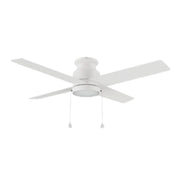 Carro Ascott 52in 4-Blade Flush Mount Ceiling Fan | White Plywood Blades and Integrated LED | Low Ceiling Bedroom & Living | Model CFP524E5-L12-W1-1-FM