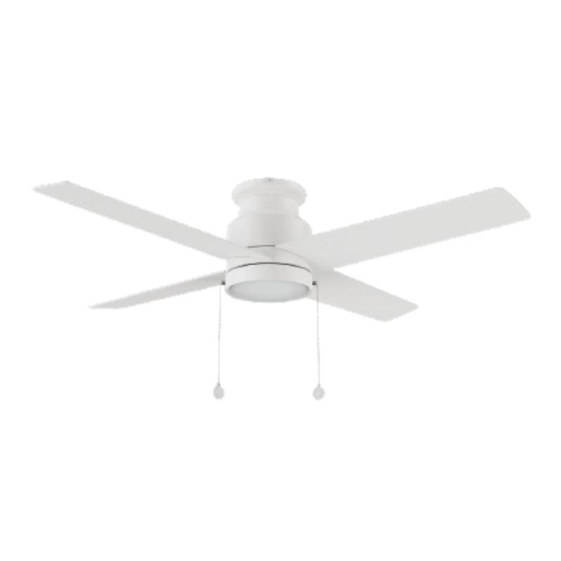 Carro Ascott 52in 4-Blade Flush Mount Ceiling Fan | White Plywood Blades and Integrated LED | Low Ceiling Bedroom & Living | Model CFP524E5-L12-W1-1-FM