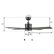 Carro Apex 52in 4-Blade Ceiling Fan | Black Plywood Blades and Integrated LED | Living Room & Bedroom | 52 x 52 x 14.2 in | Model CFP524E5-L22-B2-1