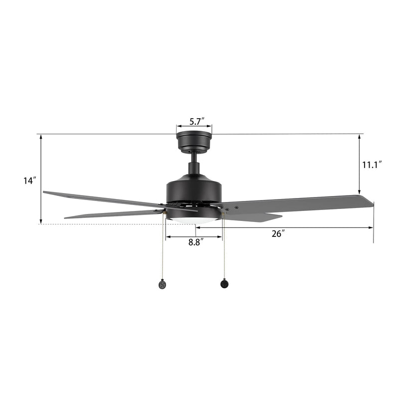 Carro Vink 52in 4-Blade Ceiling Fan | Black Plywood Blades and Integrated LED | Living Room & Bedroom | 52 x 52 x 14 in, 3500K | Model CFP524E5-L31-B2-1
