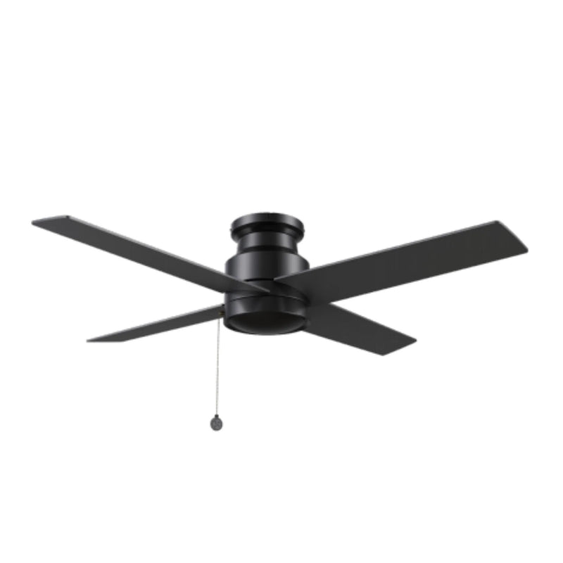 Carro Ascott 52in 4-Blade Flush Mount Ceiling Fan | Modern Black and Plywood | Low Ceiling Bedroom & Living Room | 52 x 52 x | Model CFP524E5-N10-B2-1-FM