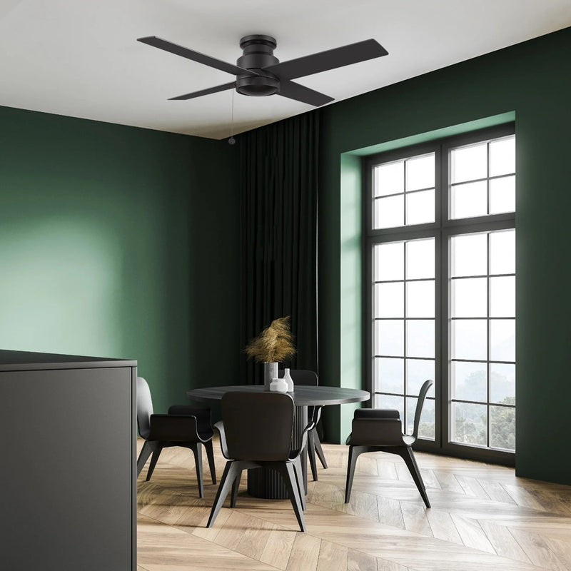 Carro Ascott 52in 4-Blade Flush Mount Ceiling Fan | Modern Black and Plywood | Low Ceiling Bedroom & Living Room | 52 x 52 x | Model CFP524E5-N10-B2-1-FM