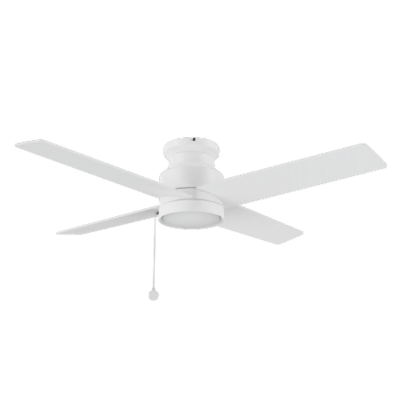 Carro Ascott 52in 4-Blade Flush Mount Ceiling Fan | White Plywood Blades and White Finish | Low Ceiling & Basement | 52 x 52 | Model CFP524E5-N10-W1-1-FM