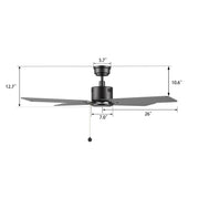 Carro Apex 52in 4-Blade Ceiling Fan | Black Plywood Blades and Black Finish | Living Room & Bedroom | 52 x 52 x 12.7 in | Model CFP524E5-N20-B2-1