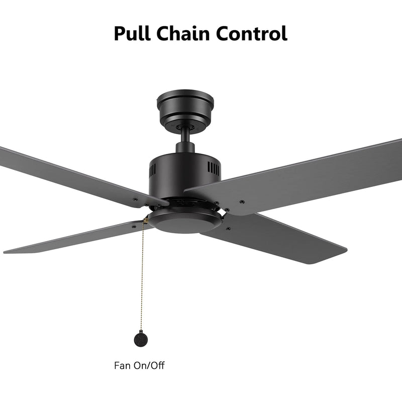 Carro Apex 52in 4-Blade Ceiling Fan | Black Plywood Blades and Black Finish | Living Room & Bedroom | 52 x 52 x 12.7 in | Model CFP524E5-N20-B2-1