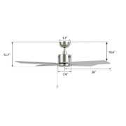 Carro Apex 52in 4-Blade Ceiling Fan | Brushed Nickel Plywood Blades and Brushed Nickel Finish | Living Room & Bedroom | 52 x 52 | Model CFP524E5-N20-SJ-1