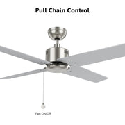 Carro Apex 52in 4-Blade Ceiling Fan | Brushed Nickel Plywood Blades and Brushed Nickel Finish | Living Room & Bedroom | 52 x 52 | Model CFP524E5-N20-SJ-1