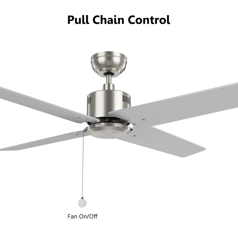 Carro Apex 52in 4-Blade Ceiling Fan | Brushed Nickel Plywood Blades and Brushed Nickel Finish | Living Room & Bedroom | 52 x 52 | Model CFP524E5-N20-SJ-1