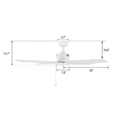 Carro Apex 52in 4-Blade Ceiling Fan | White Plywood Blades and White Finish | Living Room & Bedroom | 52 x 52 x 12.7 in | Model CFP524E5-N20-W1-1
