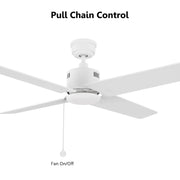 Carro Apex 52in 4-Blade Ceiling Fan | White Plywood Blades and White Finish | Living Room & Bedroom | 52 x 52 x 12.7 in | Model CFP524E5-N20-W1-1