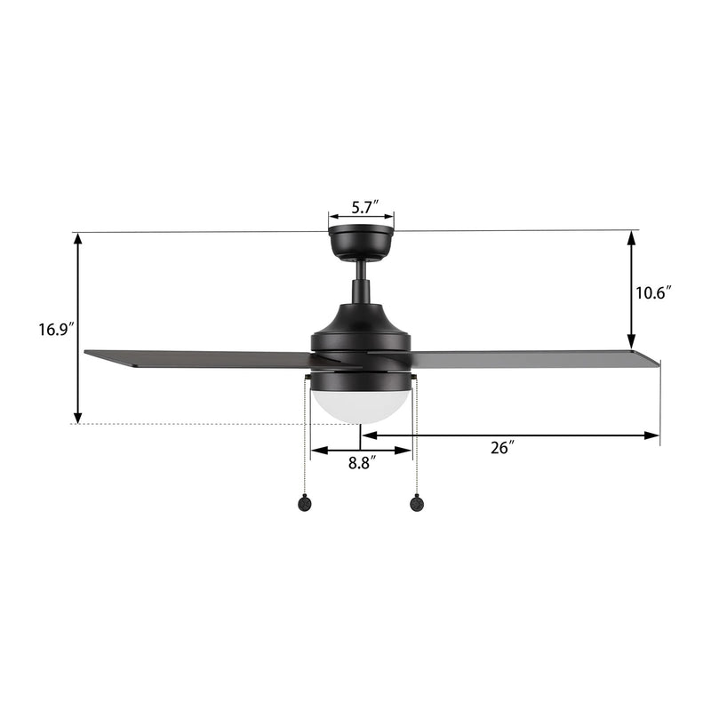 Carro Malta 52in 4-Blade Ceiling Fan | Black Plywood Blades and Black Finish with Integrated LED | Living Room & Bedroom | 52 x | Model CFP524E6-L12-B2-1