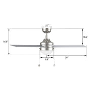 Carro Malta 52in 4-Blade Ceiling Fan | Brushed Nickel Plywood Blades and Brushed Nickel Finish with Integrated LED | Living Room | Model CFP524E6-L12-SJ-1