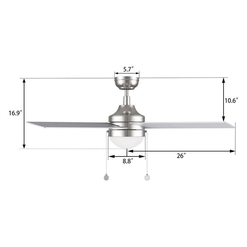 Carro Malta 52in 4-Blade Ceiling Fan | Brushed Nickel Plywood Blades and Brushed Nickel Finish with Integrated LED | Living Room | Model CFP524E6-L12-SJ-1