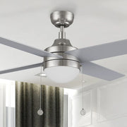 Carro Malta 52in 4-Blade Ceiling Fan | Brushed Nickel Plywood Blades and Brushed Nickel Finish with Integrated LED | Living Room | Model CFP524E6-L12-SJ-1