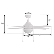 Carro Malta 52in 4-Blade Ceiling Fan | White Plywood Blades and White Finish with Integrated LED | Living Room & Bedroom | 52 x | Model CFP524E6-L12-W1-1