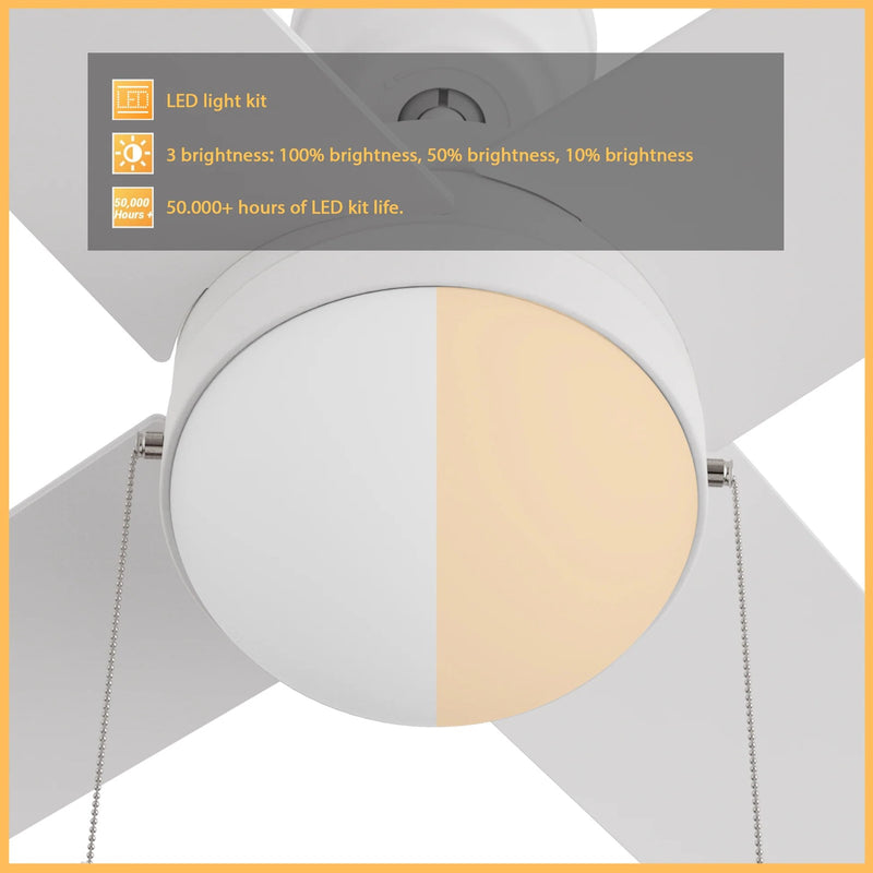 Carro Malta 52in 4-Blade Ceiling Fan | White Plywood Blades and White Finish with Integrated LED | Living Room & Bedroom | 52 x | Model CFP524E6-L12-W1-1