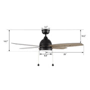 Carro Greenwood 52in 4-Blade Ceiling Fan | Modern Black Plywood Blades with Integrated LED | Living Room & Great Room | 52 x 52 | Model CFP524Q5-L11-BG-1