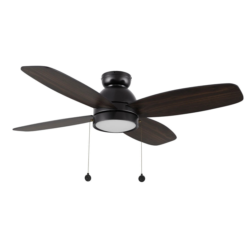 Carro Greenwood 52in 4-Blade Flush Mount Ceiling Fan | Modern Black Plywood Blades with Integrated LED | Living Room & Great | Model CFP524Q5-L11-BG-1-FM