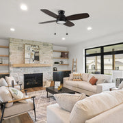 Carro Greenwood 52in 4-Blade Flush Mount Ceiling Fan | Modern Black Plywood Blades with Integrated LED | Living Room & Great | Model CFP524Q5-L11-BG-1-FM