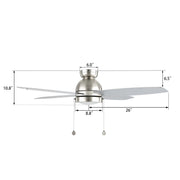 Carro Greenwood 52in 4-Blade Flush Mount Ceiling Fan | Modern Brushed Nickel Plywood Blades with Integrated LED | Living Room | Model CFP524Q5-L11-SJ-1-FM