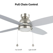Carro Greenwood 52in 4-Blade Flush Mount Ceiling Fan | Modern Brushed Nickel Plywood Blades with Integrated LED | Living Room | Model CFP524Q5-L11-SJ-1-FM