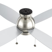 Carro Greenwood 52in 4-Blade Flush Mount Ceiling Fan | Modern Brushed Nickel Plywood Blades with Integrated LED | Living Room | Model CFP524Q5-L11-SJ-1-FM