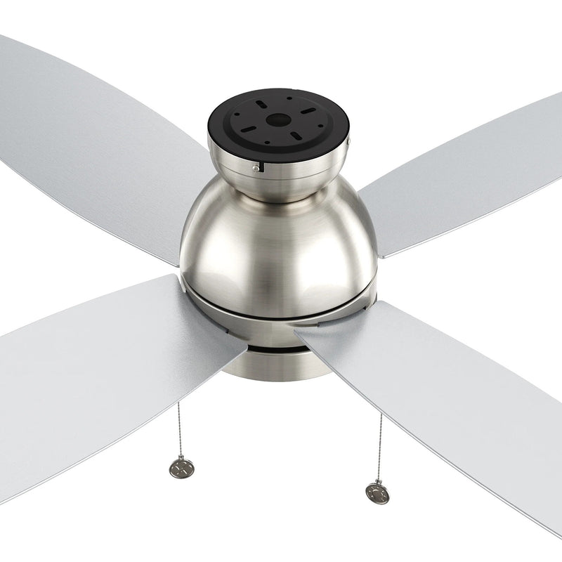 Carro Greenwood 52in 4-Blade Flush Mount Ceiling Fan | Modern Brushed Nickel Plywood Blades with Integrated LED | Living Room | Model CFP524Q5-L11-SJ-1-FM