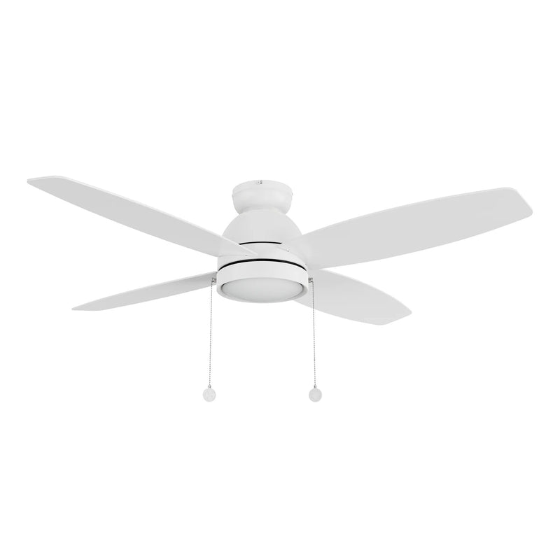 Carro Greenwood 52in 4-Blade Flush Mount Ceiling Fan | White Plywood Blades and Integrated LED | Living Room & Bedroom | 52 x | Model CFP524Q5-L11-WP-1-FM