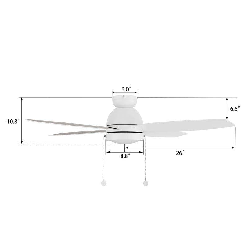 Carro Greenwood 52in 4-Blade Flush Mount Ceiling Fan | White Plywood Blades and Integrated LED | Living Room & Bedroom | 52 x | Model CFP524Q5-L11-WP-1-FM