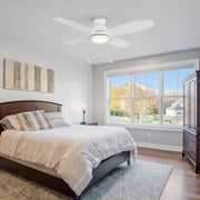 Carro Greenwood 52in 4-Blade Flush Mount Ceiling Fan | White Plywood Blades and Integrated LED | Living Room & Bedroom | 52 x | Model CFP524Q5-L11-WP-1-FM