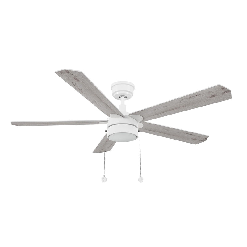 Carro Ryker 52in 5-Blade Ceiling Fan | White Whitewashed Plywood Blades and Integrated LED | Living Room & Great Room | 52 x 52 | Model CFP525B5-L11-SJ-1