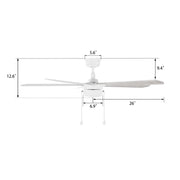 Carro Ryker 52in 5-Blade Ceiling Fan | White Whitewashed Plywood Blades and Integrated LED | Living Room & Great Room | 52 x 52 | Model CFP525B5-L11-SJ-1