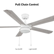 Carro Ryker 52in 5-Blade Ceiling Fan | White Whitewashed Plywood Blades and Integrated LED | Living Room & Great Room | 52 x 52 | Model CFP525B5-L11-SJ-1